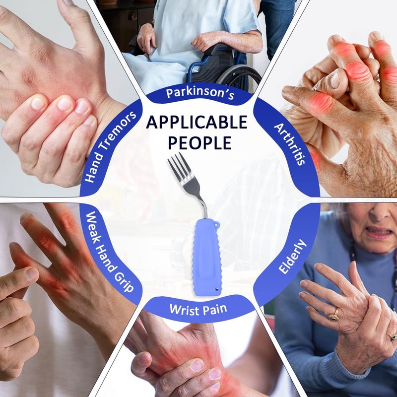 Ehucon Adaptive Weighted Silverware Utensils Angled Fork for Hand Tremors Parkinsons,Weighted Utensils with Non-Slip Easy Grip Handles for Independent Eating(Right Hand,Purple,Pack of 1) - Image 5